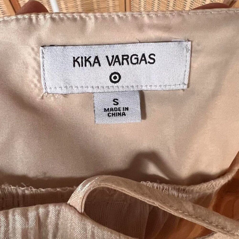 Kika Vargas for Target cream satin babydoll maxi dress with button closure in th - Picture 4 of 4